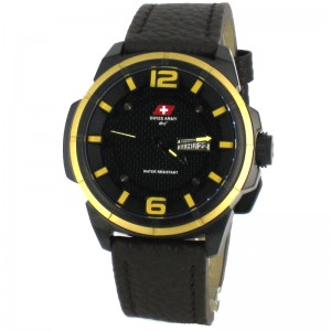 Swiss Army SA 6038M Black Dark Brown Yellow